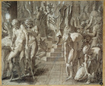 Maškaráda v Persepolisu. Kresba Francesca Primaticcia známá jako The Primatice (1504-1570) od Francesco Primaticcio