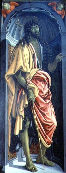 Sv. Jan Křtitel, boční panel od Tabernacle of Svátosti, kolem 1484-6 (tempera na panelu) (detail z 94757) od Francesco and Raffaello Botticini