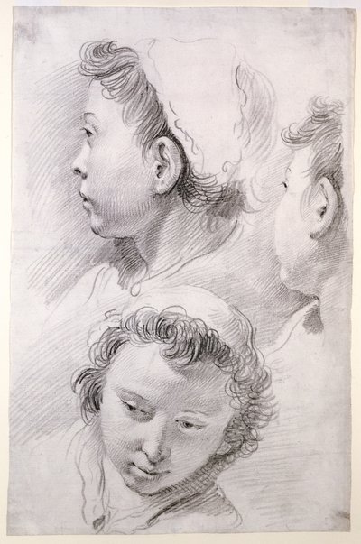 Tři studie hlavy mladíka od Francesco Salvator Fontebasso