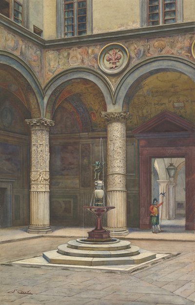 Nádvoří Palazzo Vecchio, Florencie, 19. století. od Francesco Salviati