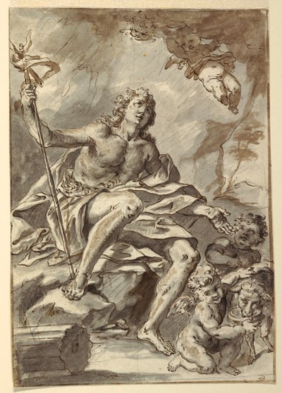 Kresba, Svatý Jan Křtitel, asi 1775 od Francesco Saverio Mergolo