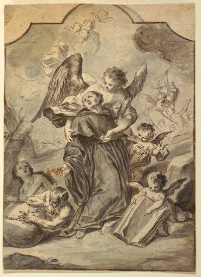 Kresba, Vidění svatého benediktinského mnicha, 1776 od Francesco Saverio Mergolo