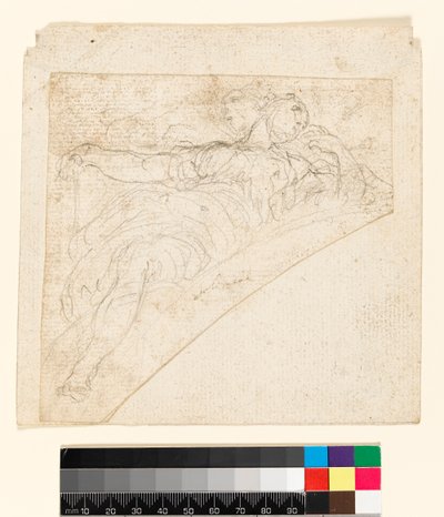 Recto: Studie pro ženskou postavu v spandrelu. Verso: Kresba na zadní straně papíru, před rokem 1747 od Francesco Solimena