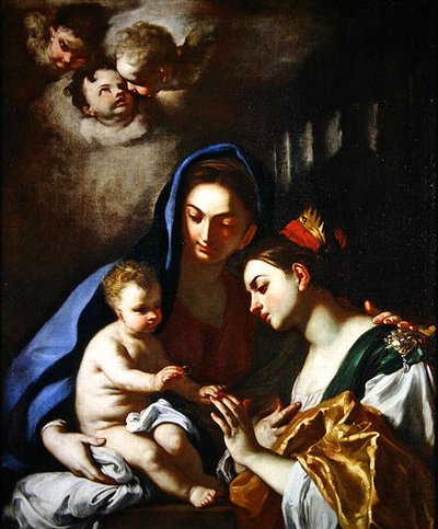 Mystická svatba svaté Kateřiny (olej na plátně) od Francesco Solimena