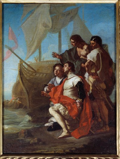 Příjezd objevitele Kryštofa Kolumba (1451-1506) do Ameriky Obraz Francesca Solimena dit l