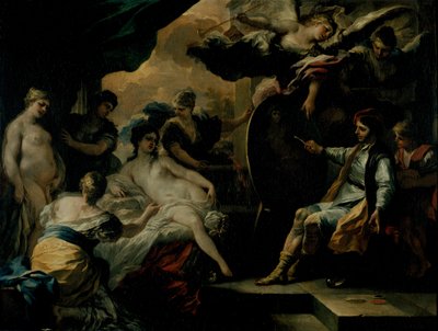 Zeuxis and the Maidens of Croton (olej na mědi) od Francesco Solimena