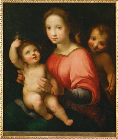 Svatá Marie s dítětem a mladým Janem Křtitelem... (malba na dřevě) od Francesco Vanni