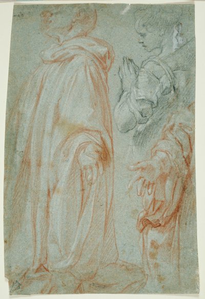 Tři studie o vzkříšeném Kristu zbožňovaném světicí a San Silvestro Gozzalini od Francesco Vanni