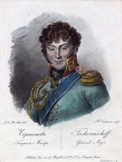 Portrét hraběte Alexandra Ivanoviče Černyšova (kníže Alexandre Ivanovič Černyčov ou Černychiov ou Černichev) (1786-1857) - Vendramini, Francesco (1780-1856) - 1813 - Lept, akvarel - 24,2x18,2 - Soukromá sbírka od Francesco Vendramini