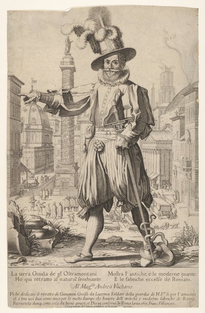 Giovanni Alto Johann Alten, Ioannes Altus stojící na kopci Quirinal v Římě s ním..., od Francesco Villamena