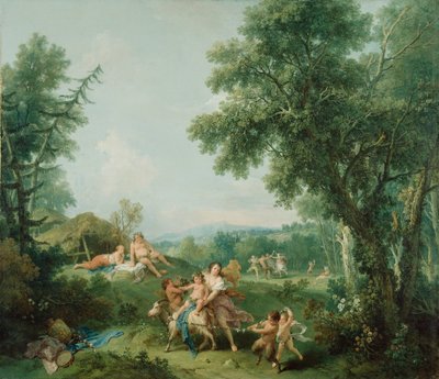Krajina s výchovou Bakcha, 1744 od Francesco Zuccarelli