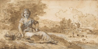 Sedící dívka v krajině, 1702-88. od Francesco Zuccarelli