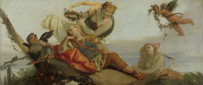 Spící Rinaldo korunovaný květinami od Armidy (dříve s názvem Spící Mars) od Francesco Zugno