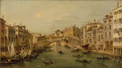 Benátky: Rialto od Francesco circle of Guardi