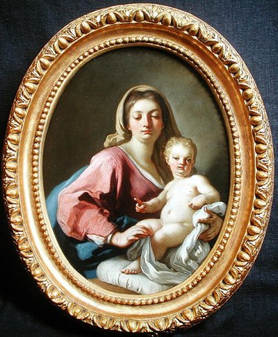 Panna a dítě (olej na mědi) od Francesco de Mura