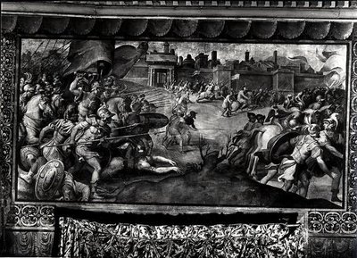 Karel V. (1500-58) Proti luteránům (freska) (černobílá fotografie) od Francesco de Rossi Salviati Cecchino