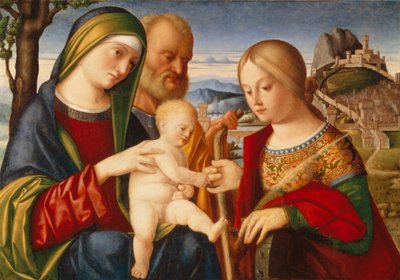 Mystická svatba svaté Kateřiny od Francesco di Bernardo de Vecchi Santacroce