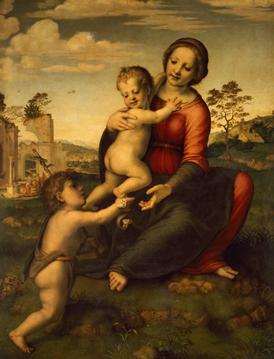 Panna Maria ze studánky, kolem roku 1517, od Franciabigia (1482-1525), tempera na dřevě od Francesco di Cristofano Franciabigio