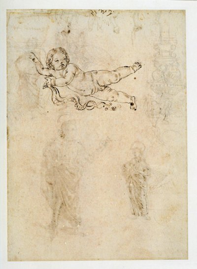 Studie dítěte;sochařský ornament;harpyje... od Francesco di Simone (attr. to)