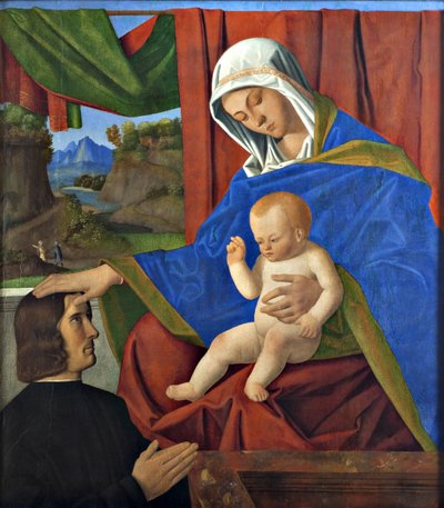 Panna a dítě s dárcem, konec 15. století. od Francesco di Simone da Santacroce