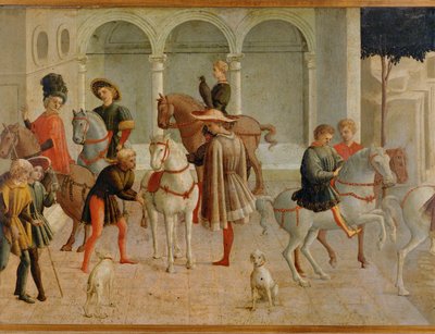 Kavalíři ve dvoraně Gualtieriho di Saluzzo (tempera na dřevě) od Francesco di Stefano Pesellino