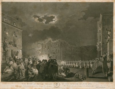 Výtržnosti na Broad Street v Londýně 7. června 1780 (rytina) od Francis (after) Wheatley