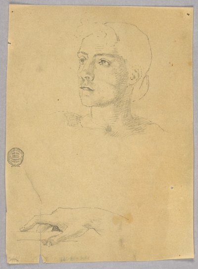 Náčrt ženské hlavy a ruky od Francis Augustus Lathrop