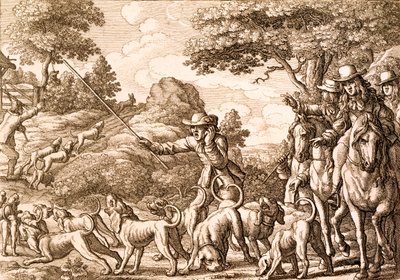 Lov na zajíce, ryl Václav Hollar, 1671 od Francis Barlow