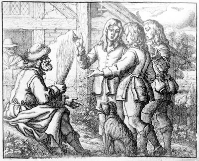 Stařec a jeho synové, ilustrace z „Ezopových bajek“, 1666 (lept) od Francis Barlow