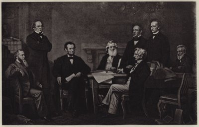 První čtení Prohlášení o emancipaci Abrahama Lincolna (litho) od Francis Bicknell (after) Carpenter