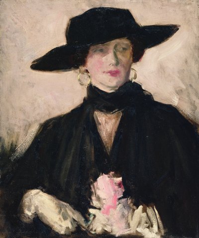 Dáma v černém klobouku (olej na plátně) od Francis Campbell Boileau Cadell