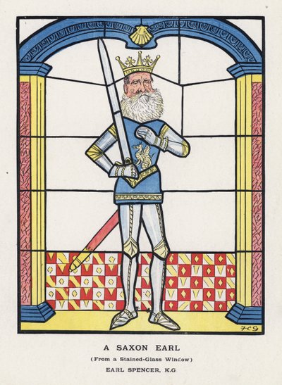 Saský hrabě, z vitráže, hrabě Spencer (barva lito) od Francis Carruthers Gould