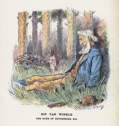Rip Van Winkle, vévoda z Devonshire (barevné lito) od Francis Carruthers Gould