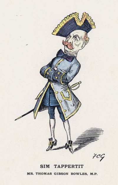 Sim Tappertit, pan Thomas Gibson Bowles (barevné lito) od Francis Carruthers Gould