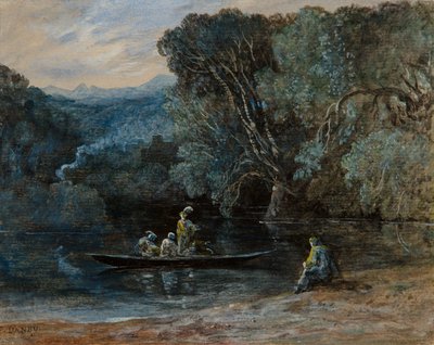 Říční scéna s lodí a postavami, kolem roku 1825 od Francis Danby