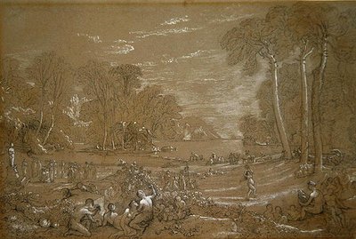 Studie ke Zlatému věku (tužka a křída na papíře) od Francis Danby