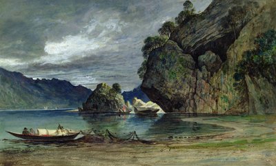The Approach of a Storm on Leinesfjord (akvarel na papíře) od Francis Danby