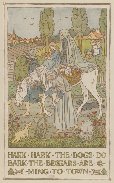 Hark hark the dogs do bark the beggars are coming to town (barevná litografie) od Francis Donkin Bedford