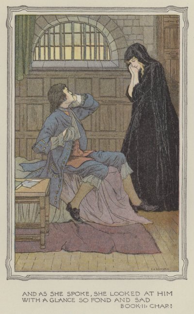 Ilustrace k knize The History of Henry Esmond (barevná litografie) od Francis Donkin Bedford