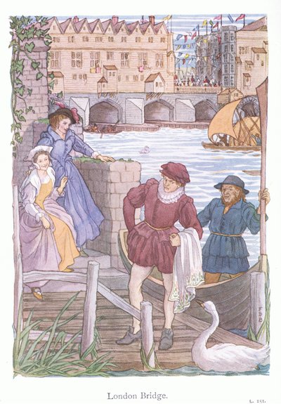 London Bridge (barevná litografie) od Francis Donkin Bedford