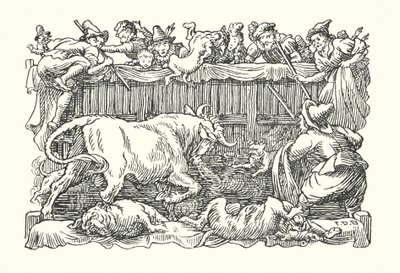 Merrie England: Bull baiting (litografie) od Francis Donkin Bedford