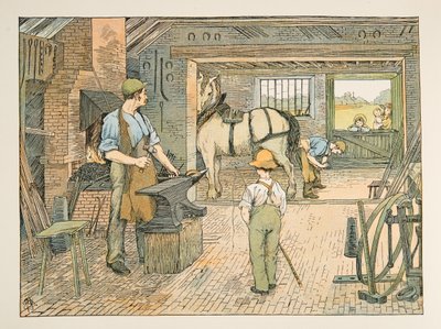 Kovář, z knihy Čtyři a dvacet dělníků, vyd. 1900 (barevná litografie) od Francis Donkin Bedford
