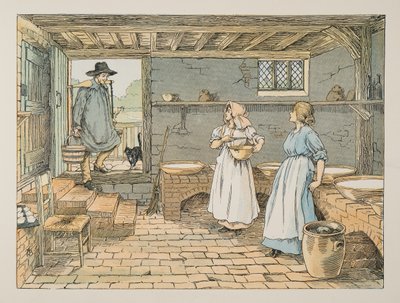 Mlékař, z knihy Čtyři a dvacet dělníků, pub. 1900 (barevná litografie) od Francis Donkin Bedford
