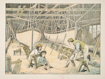 The Shipbuilder, z knihy Four and Twenty Toilers, pub. 1900 (barevná litografie) od Francis Donkin Bedford