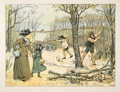 The Woodman, z knihy Four and Twenty Toilers, pub. 1900 (barevná litografie) od Francis Donkin Bedford
