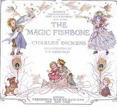 Titulní strana z knihy The Magic Fishbone vydavatelství Warne  Co, cca 1940 (barevná litografie) od Francis Donkin Bedford