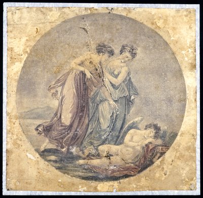 Graces Awakening Cupid, podle obrazu Benjamina Westa (1738-1820) 1778-81 (mechanická malba) od Francis Eginton