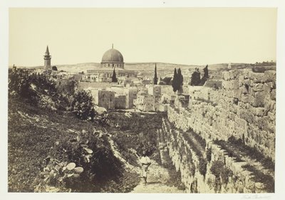 Městská zeď a mešita Omar, Jeruzalém, 1857. od Francis Frith