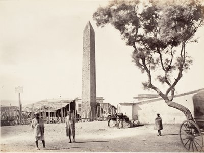 Egyptský obelisk, Kleopatřina jehla, v Alexandrii, Egypt, ca. 1870. od Francis Frith