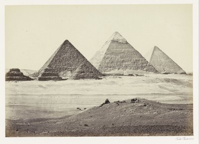 Piramides van Gizeh Pyramidy El Geezeh. Od jihozápadu (nadpis na objektu) od Francis Frith